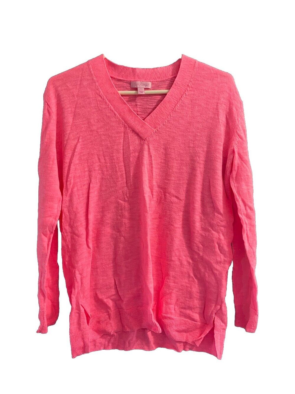 LILLY PULITZER TUNIC TOP/LIGHTWEIGHT SWEATER SZ SM-V-NECK-LONG SLEEVE- HOT PINK